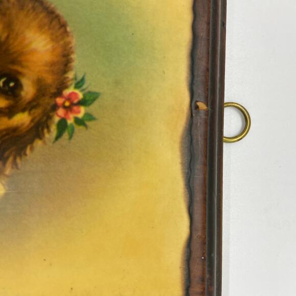 Puppy Spaniel Art Plaque Handmade Vintage 70s Decoupage Wall Hanging Retro - Picture 3 of 14